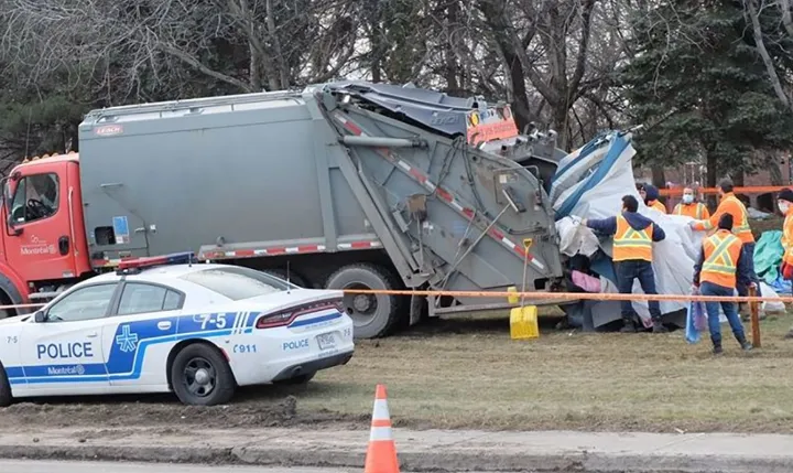 حمله‌ی پلیس برای حذف کمپ بی‌خانمان‌ها در مونترال